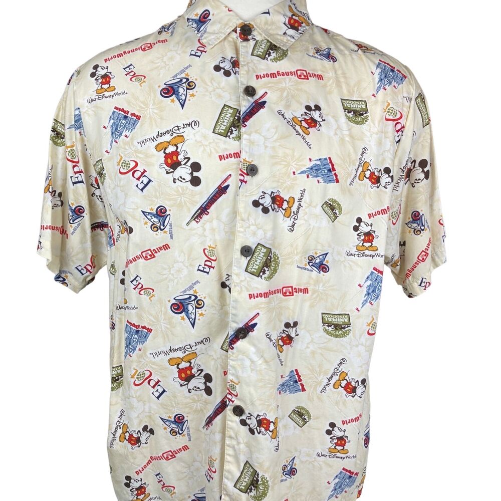 Vintage Disney World Mickey Shirt XL MGM Studios Animal Kingdom Epcot AOP